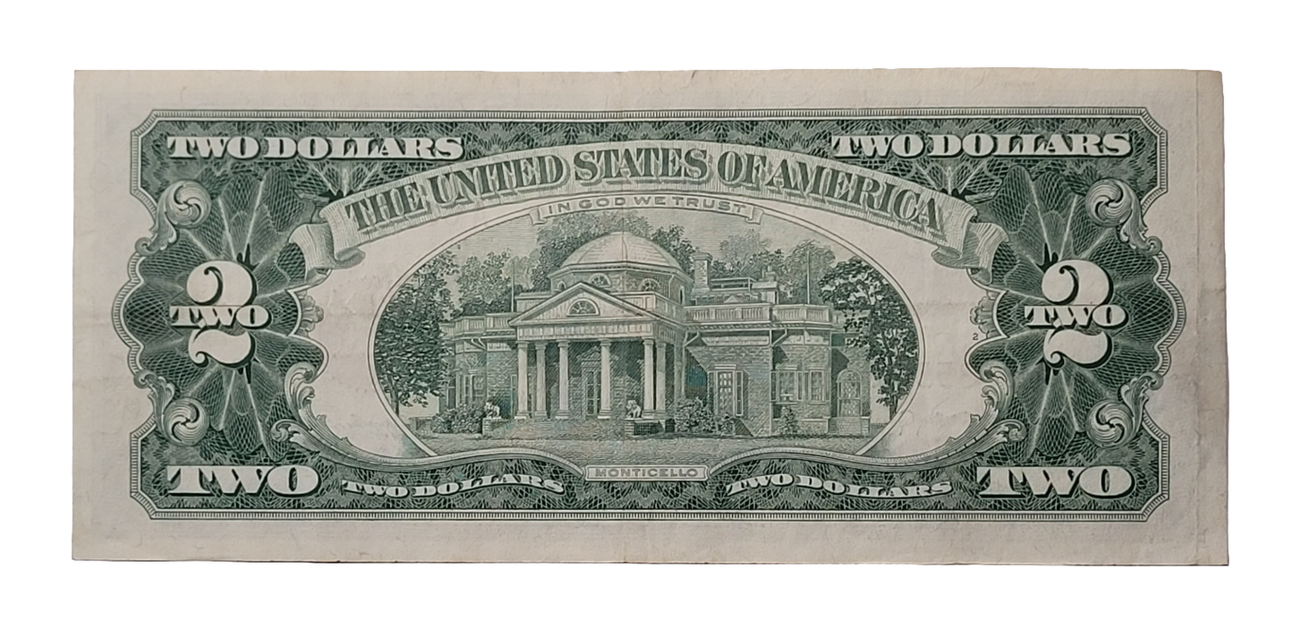 Rare 1963 $2 Bill - Low Serial Number A03355616A - Red Seal Note