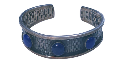 Vintage sterling silver bengal bracelet with sapphire stones