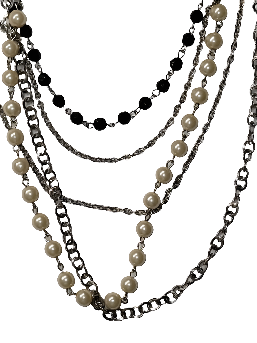 Elegant Multilayer Pearl and Chain Necklace
