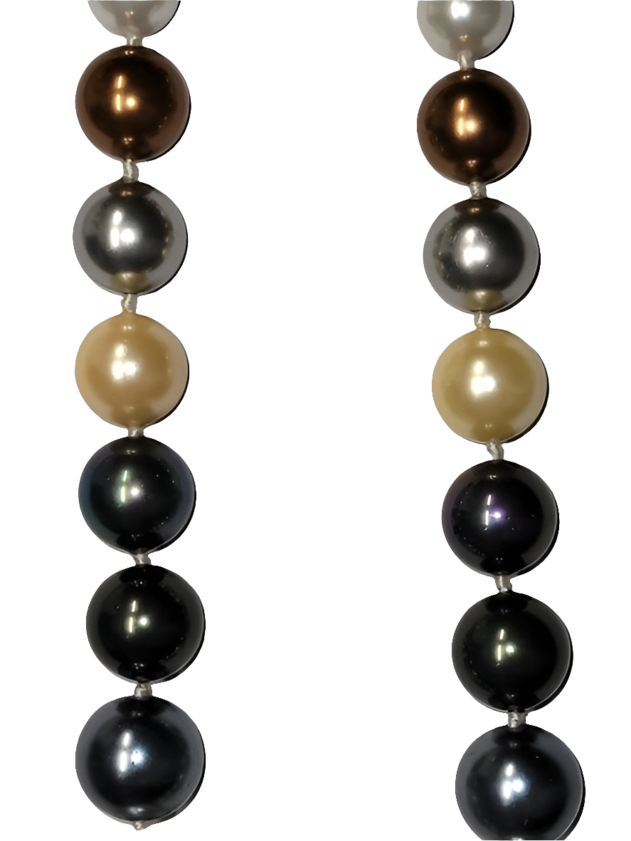 Multicolored Faux Pearl Necklace with Silver Clasp