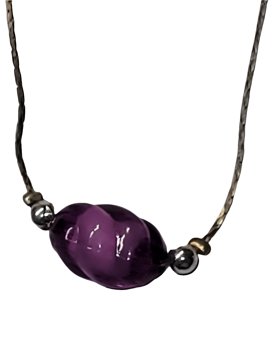 Elegant Three-Strand Necklace with Purple and Black Glass Beads