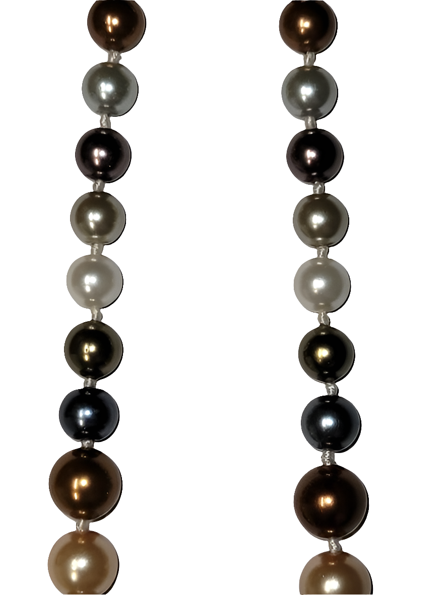 Multicolored Faux Pearl Necklace with Silver Clasp