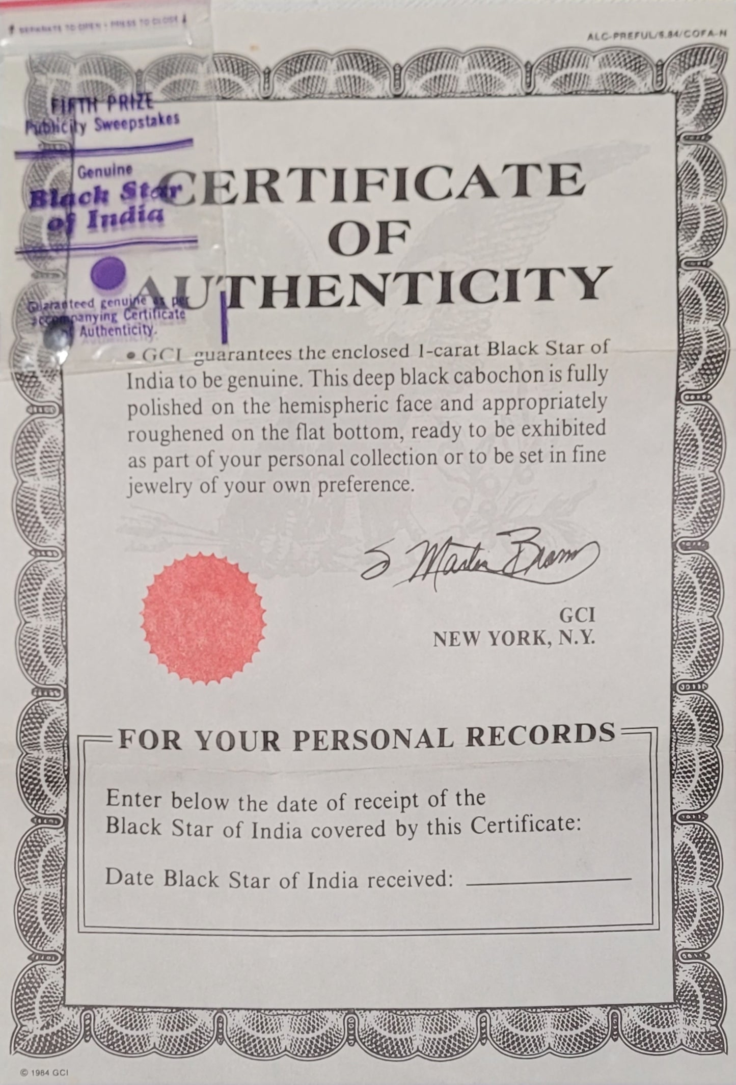 Genuine Black Star of India - 1 Carat Cabochon with Certificate of Authenticity 🌟