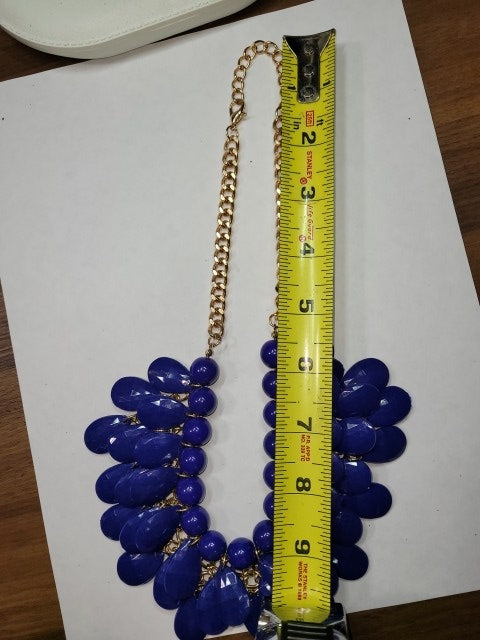 Bold Blue Statement Necklace and Earrings Set – Elegant Teardrop Design